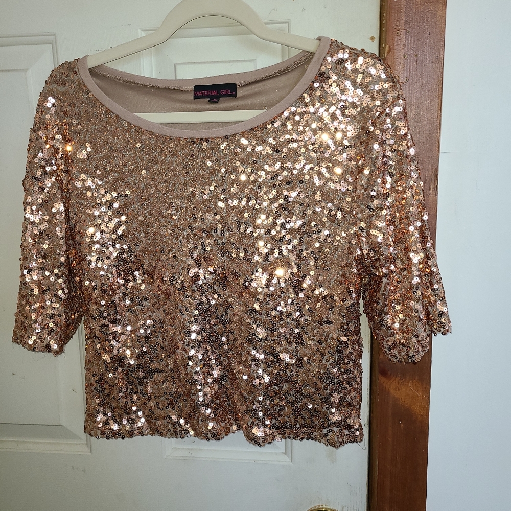 Size medium rose gold material girl sequin top